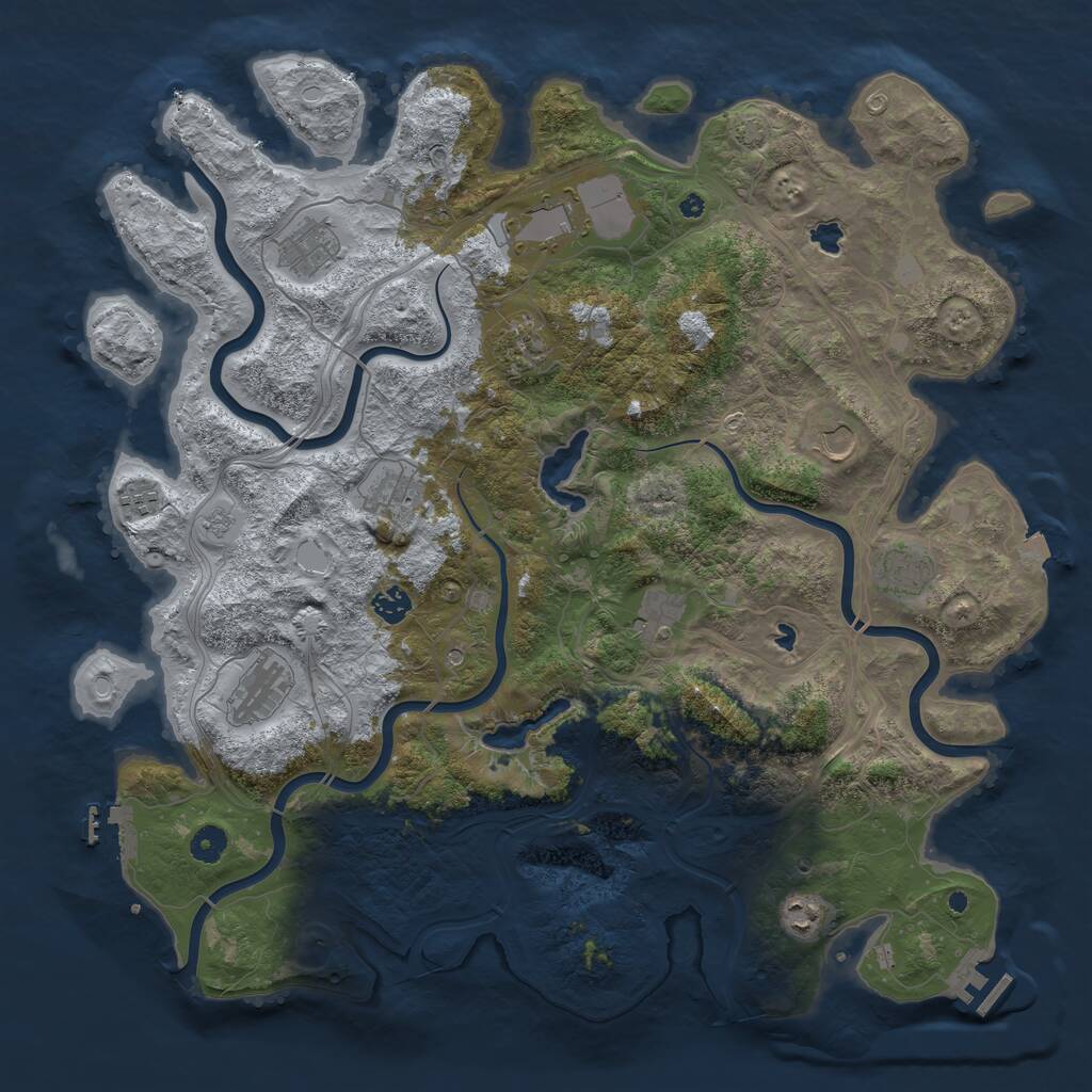 Rust Map: Procedural Map, Size: 4500, Seed: 602622699, 17 Monuments