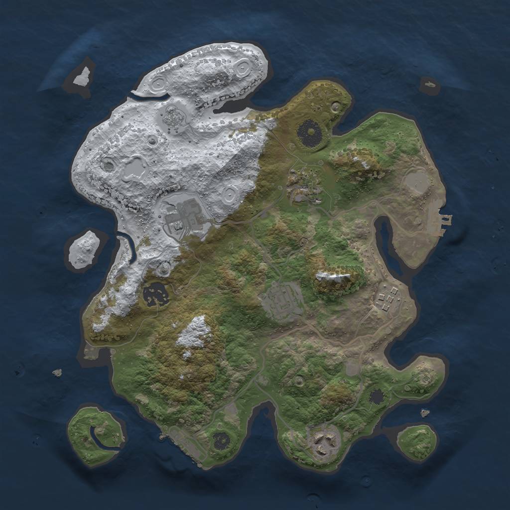 Rust Map: Procedural Map, Size: 3000, Seed: 59575072, 14 Monuments