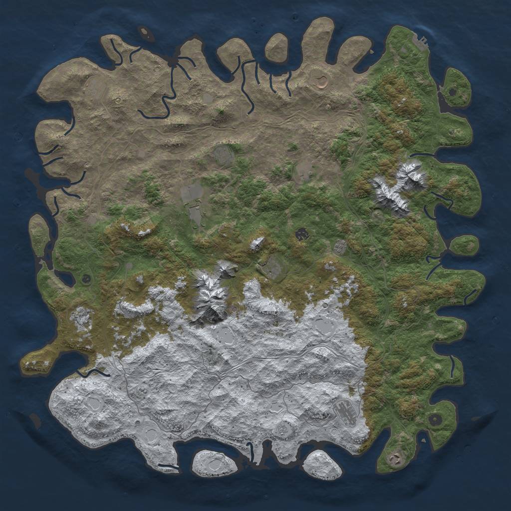 Rust Map: Procedural Map, Size: 6000, Seed: 535634, 19 Monuments