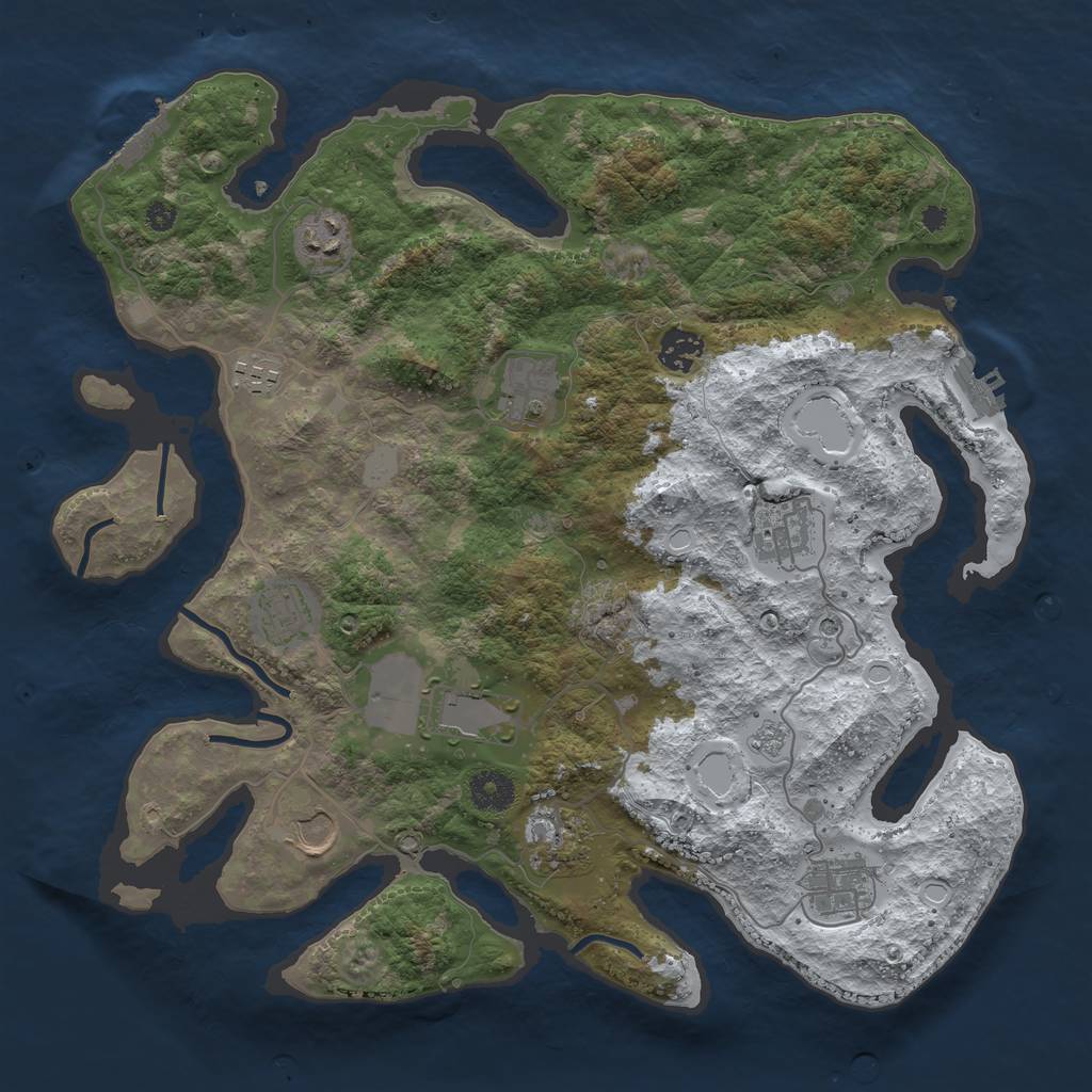 Rust Map: Procedural Map, Size: 3720, Seed: 9768, 19 Monuments