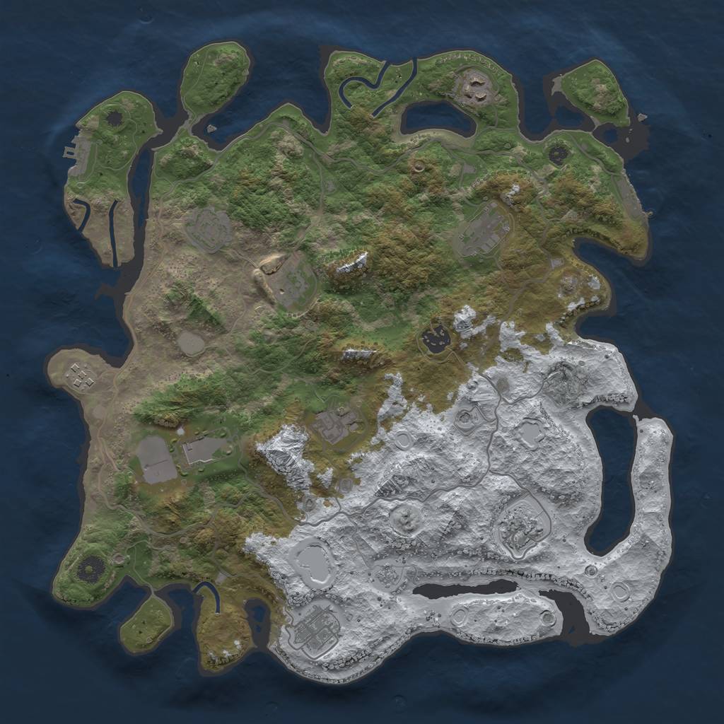 Rust Map: Procedural Map, Size: 4000, Seed: 1952, 19 Monuments