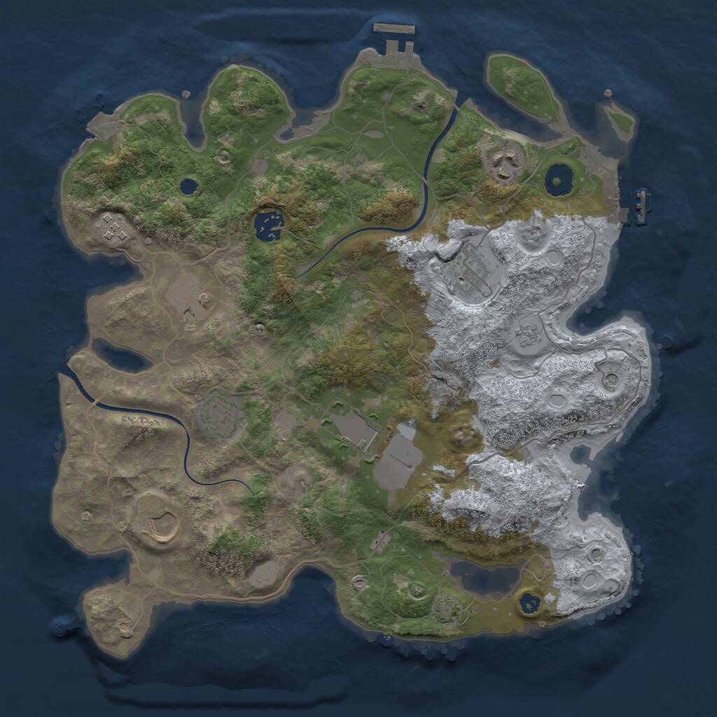 Rust Map: Procedural Map, Size: 3500, Seed: 1471451383, 14 Monuments