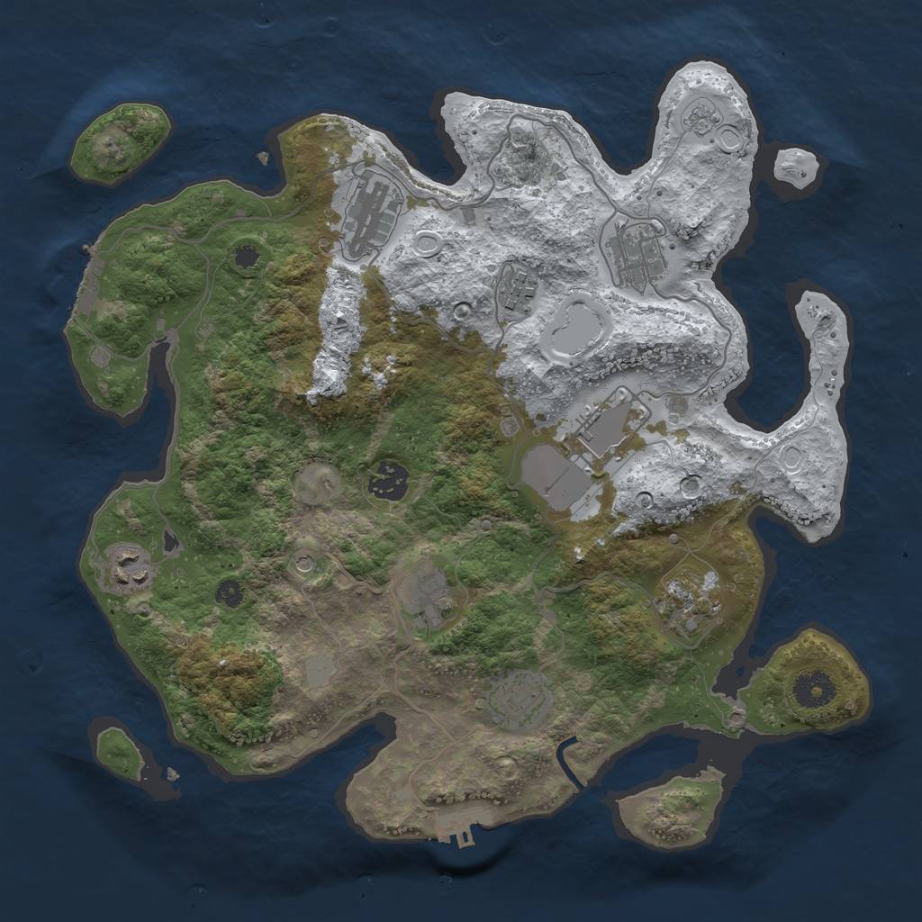 Rust Map: Procedural Map, Size: 3500, Seed: 145335, 18 Monuments