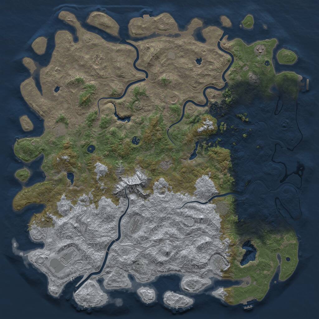 Rust Map: Procedural Map, Size: 6000, Seed: 271064, 17 Monuments