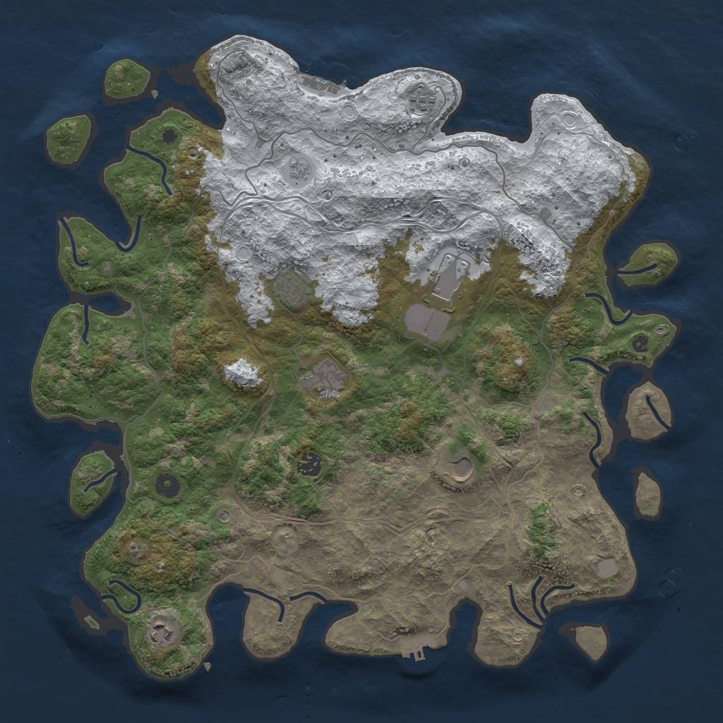 Rust Map: Procedural Map, Size: 4401, Seed: 1, 16 Monuments