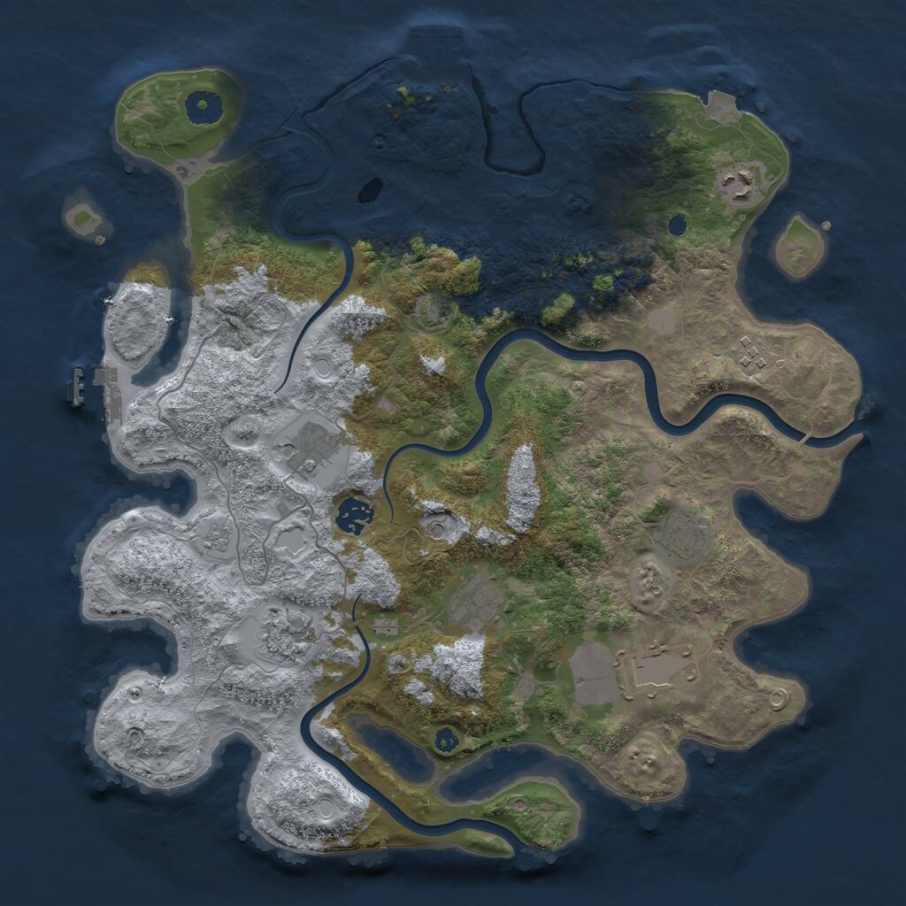 Rust Map: Procedural Map, Size: 3800, Seed: 215842982, 14 Monuments