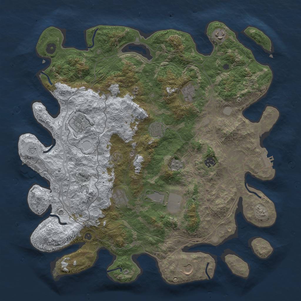 Rust Map: Procedural Map, Size: 4250, Seed: 2098705315, 18 Monuments