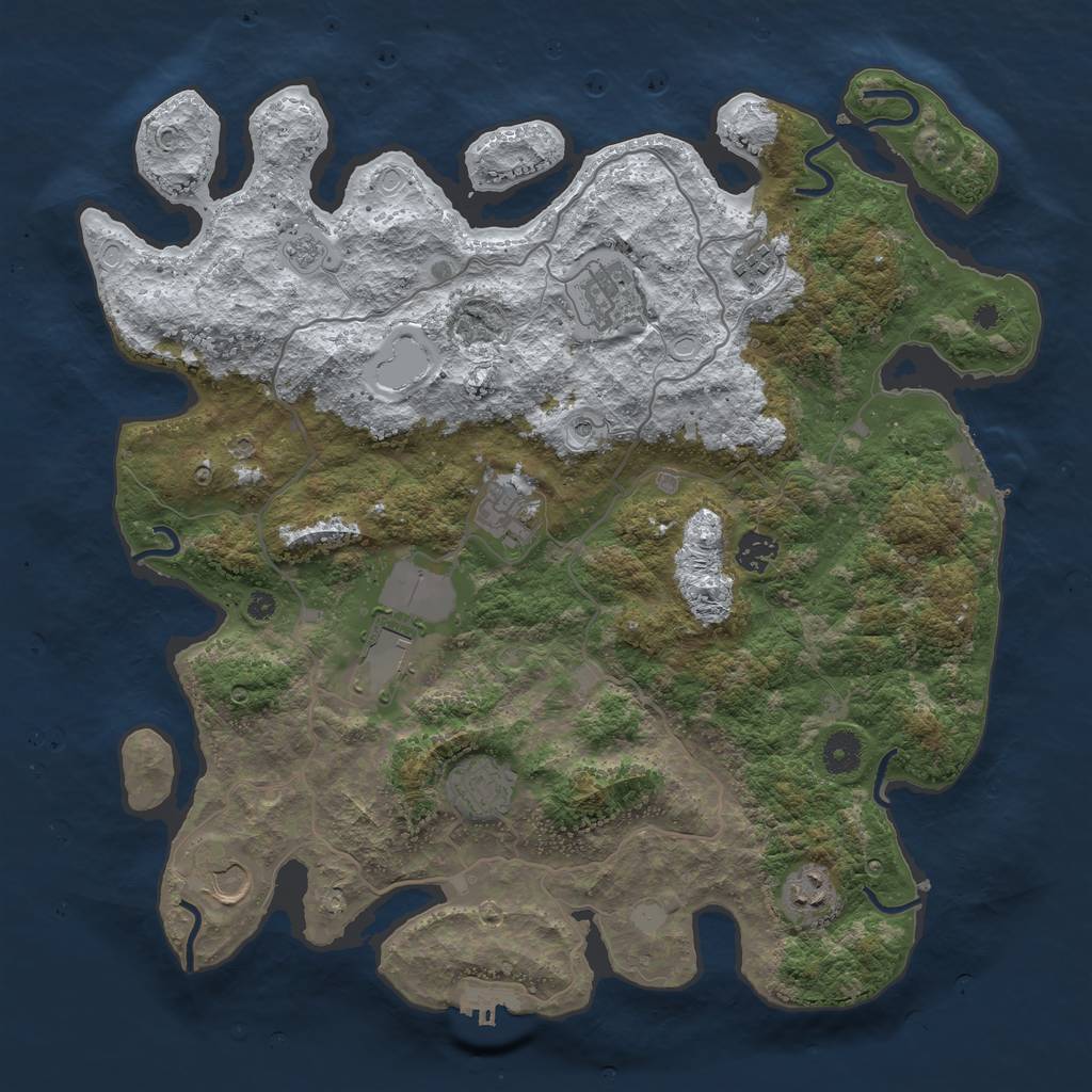 Rust Map: Procedural Map, Size: 4000, Seed: 2030762139, 17 Monuments