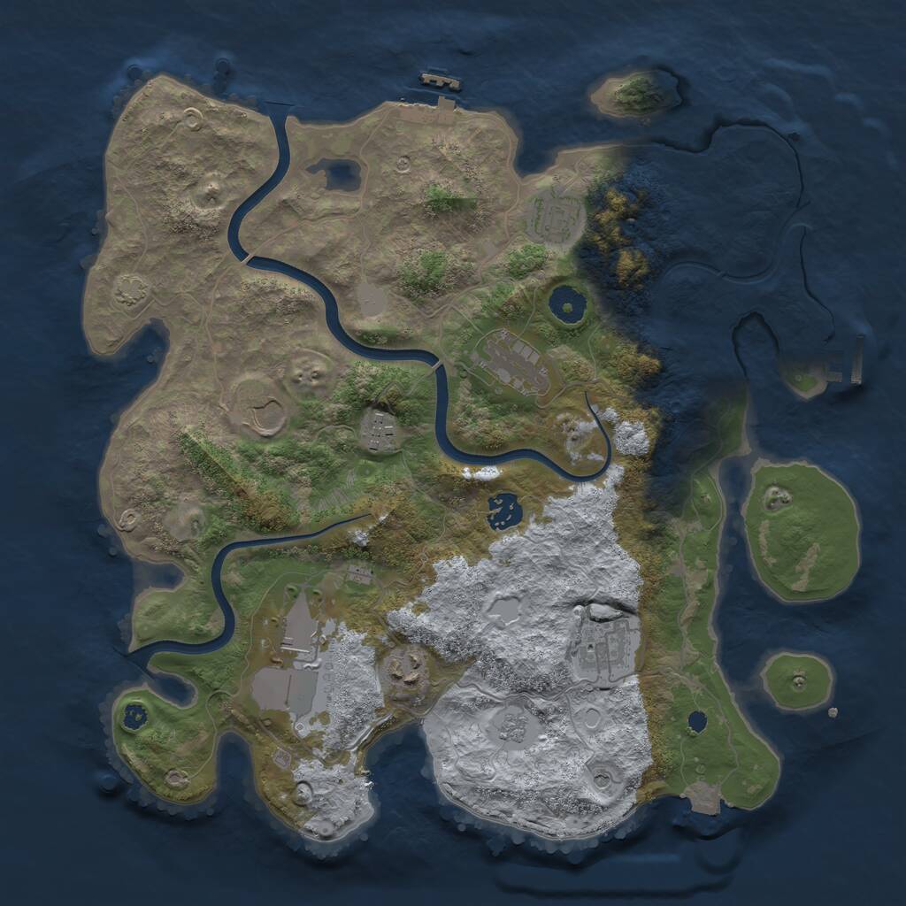Rust Map: Procedural Map, Size: 3700, Seed: 231656537, 14 Monuments
