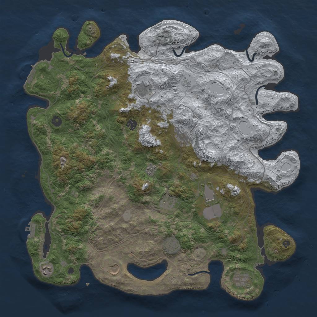 Rust Map: Procedural Map, Size: 4500, Seed: 97869778, 19 Monuments