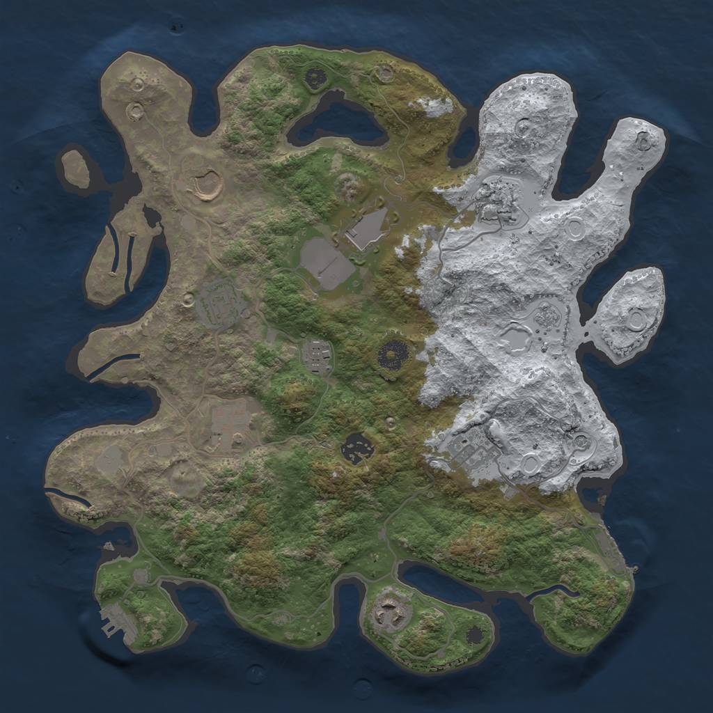 Rust Map: Procedural Map, Size: 3500, Seed: 1213780, 18 Monuments