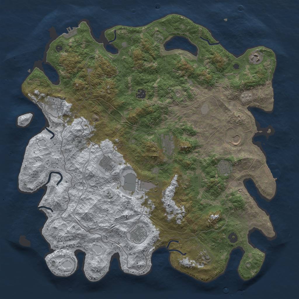 Rust Map: Procedural Map, Size: 4500, Seed: 830349374, 20 Monuments