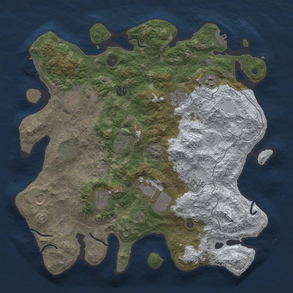 Rust Map: Procedural Map, Size: 4100, Seed: 435777, 20 Monuments