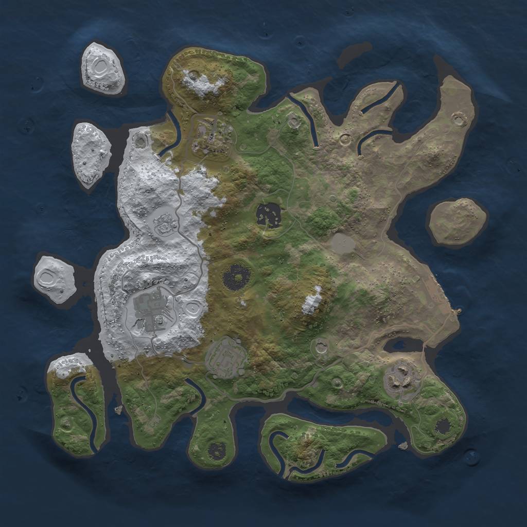 Rust Map: Procedural Map, Size: 3000, Seed: 908450899, 13 Monuments