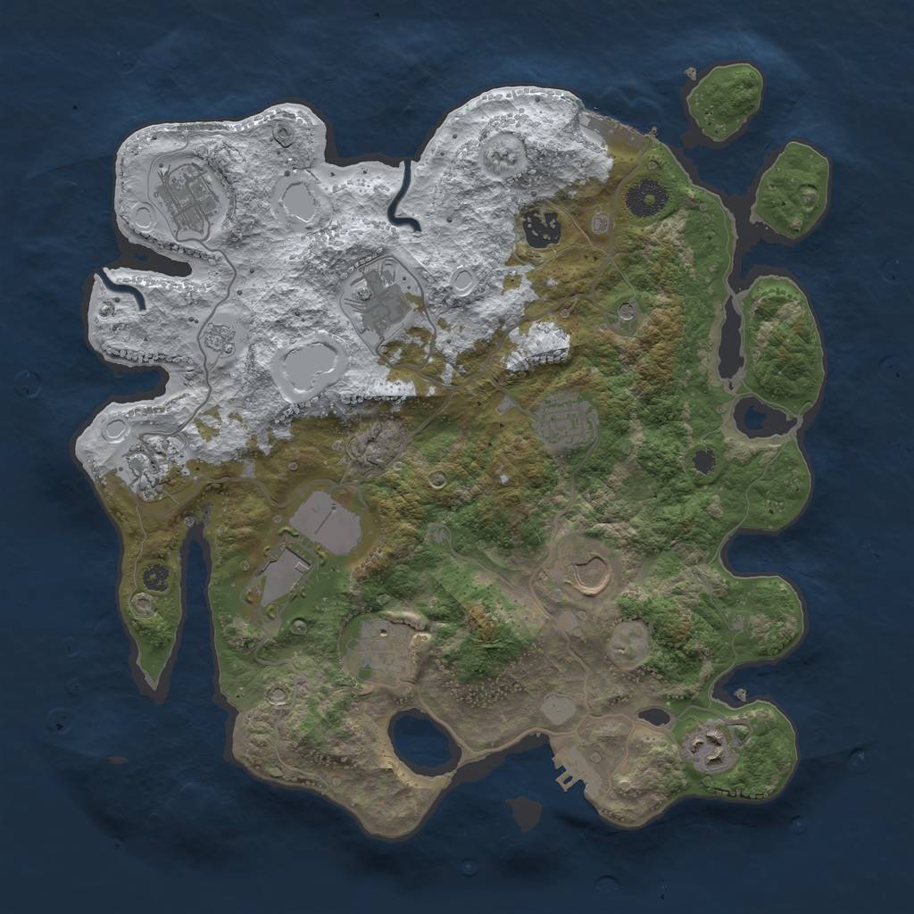 Rust Map: Procedural Map, Size: 3500, Seed: 1239122813, 18 Monuments