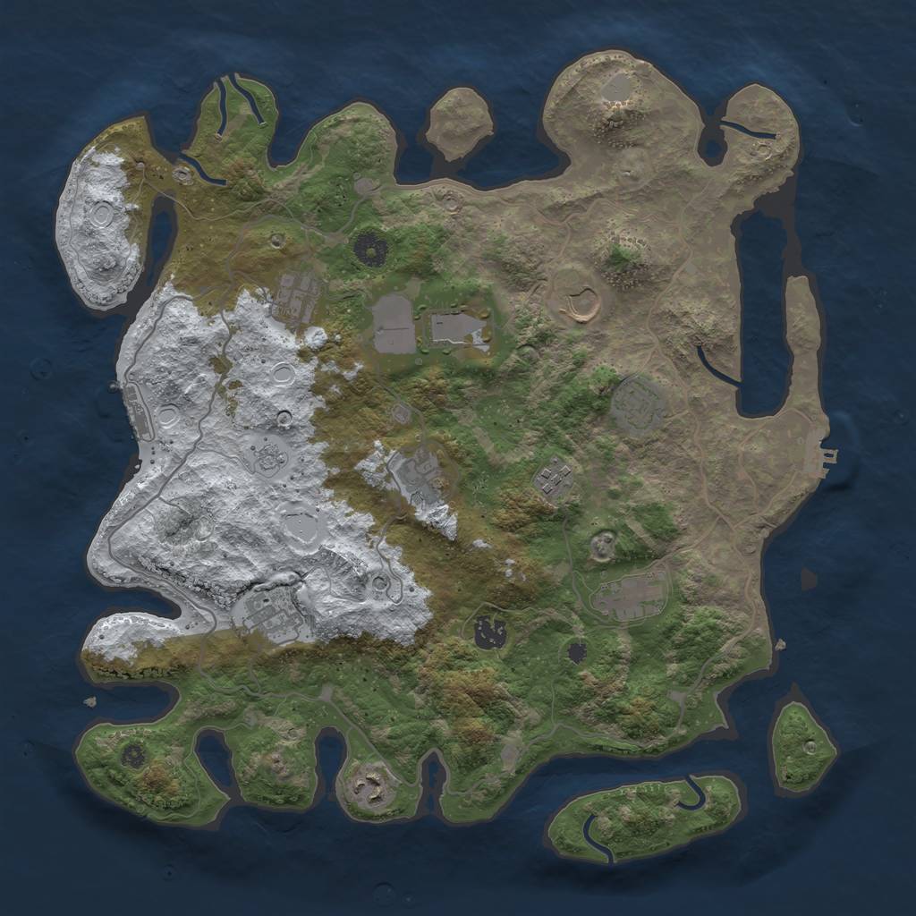 Rust Map: Procedural Map, Size: 4000, Seed: 719922918, 19 Monuments