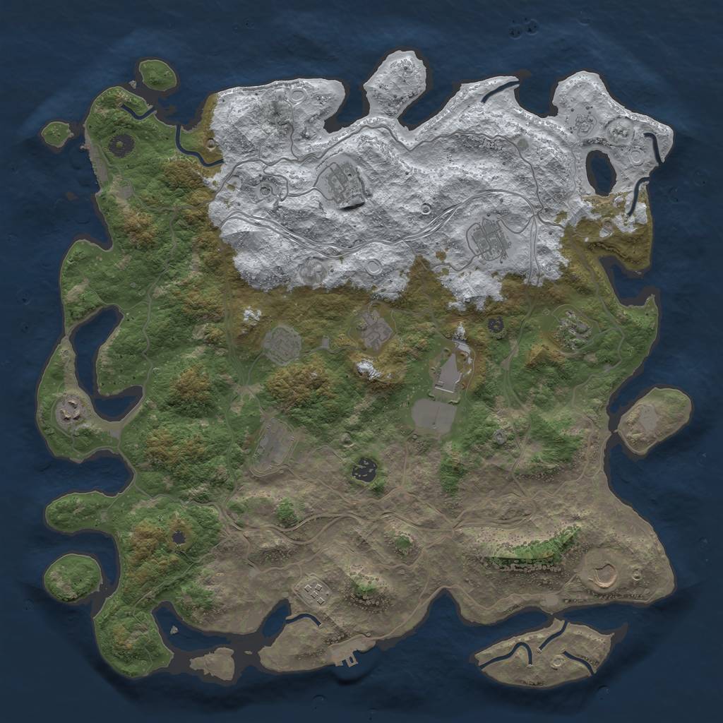 Rust Map: Procedural Map, Size: 4500, Seed: 812595197, 20 Monuments