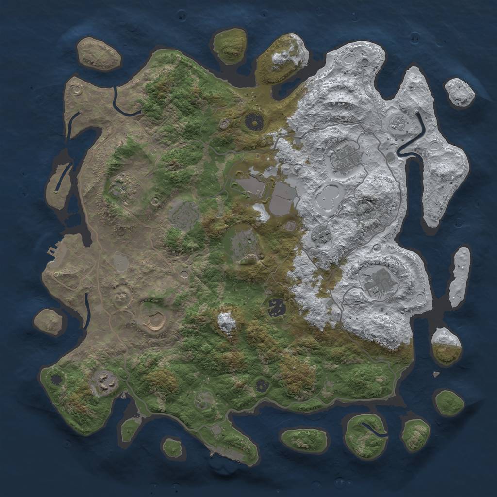 Rust Map: Procedural Map, Size: 4000, Seed: 3639, 19 Monuments