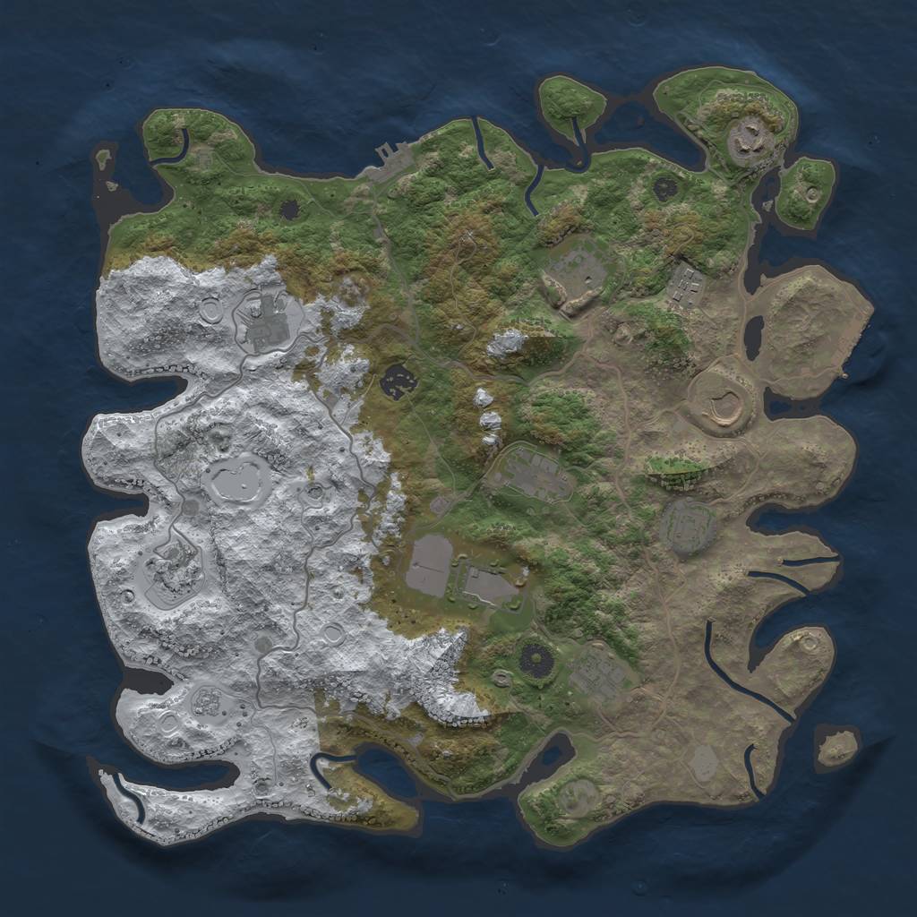 Rust Map: Procedural Map, Size: 4000, Seed: 1019947380, 20 Monuments