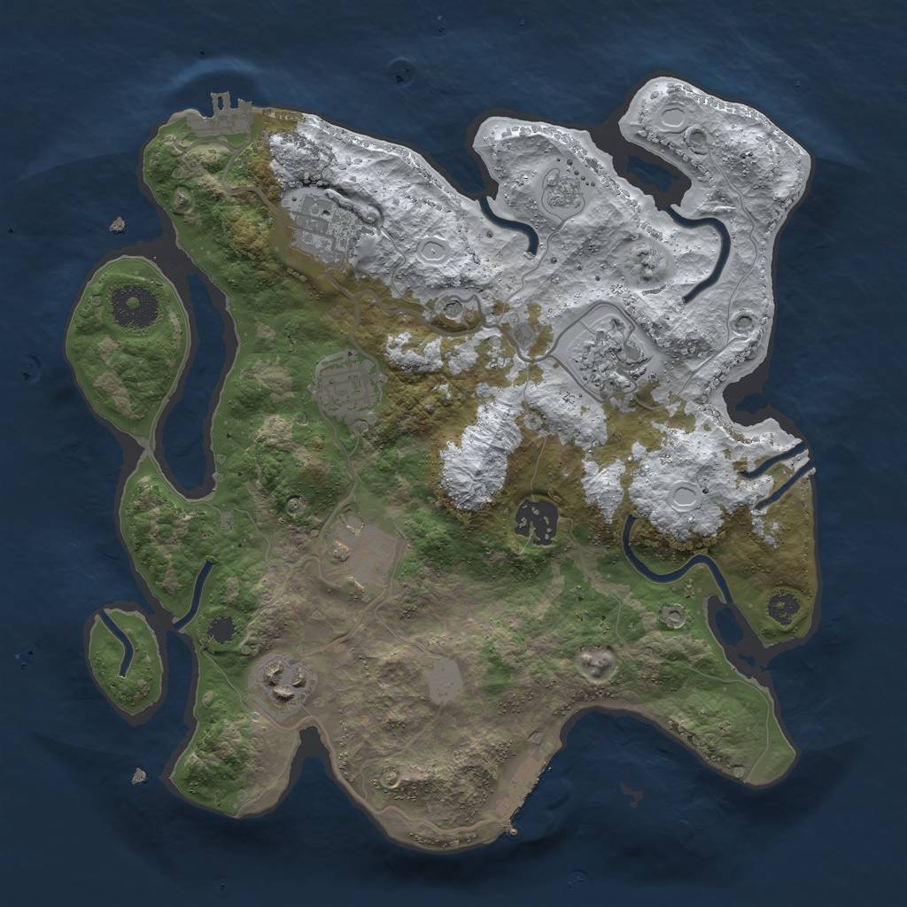 Rust Map: Procedural Map, Size: 3000, Seed: 736718251, 15 Monuments