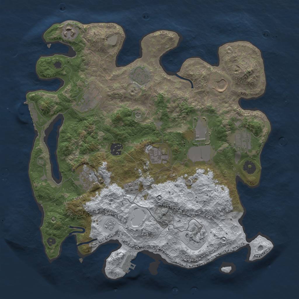 Rust Map: Procedural Map, Size: 3500, Seed: 1309614376, 20 Monuments