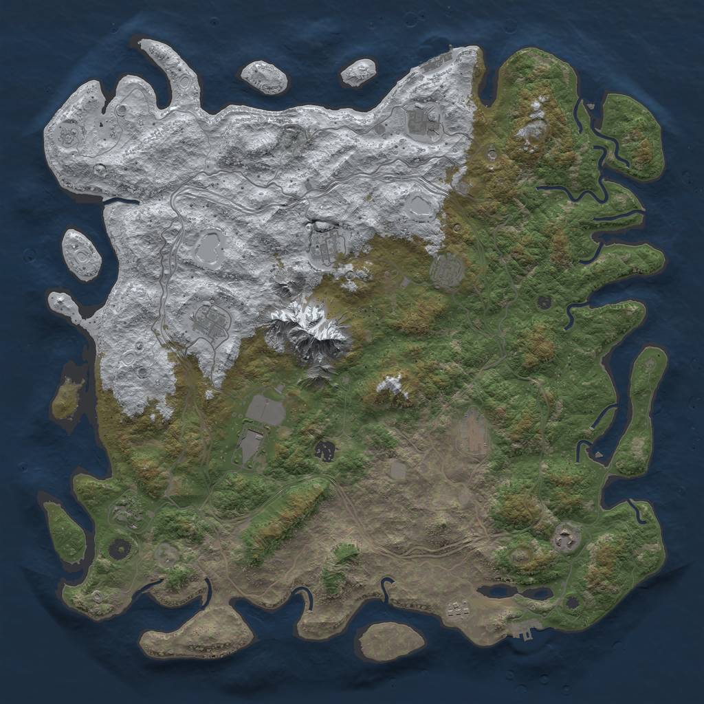 Rust Map: Procedural Map, Size: 5000, Seed: 43248, 19 Monuments