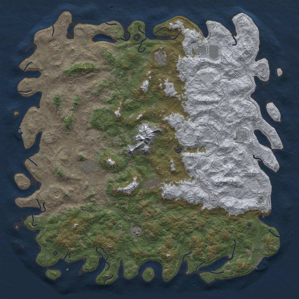 Rust Map: Procedural Map, Size: 6000, Seed: 1021730533, 20 Monuments