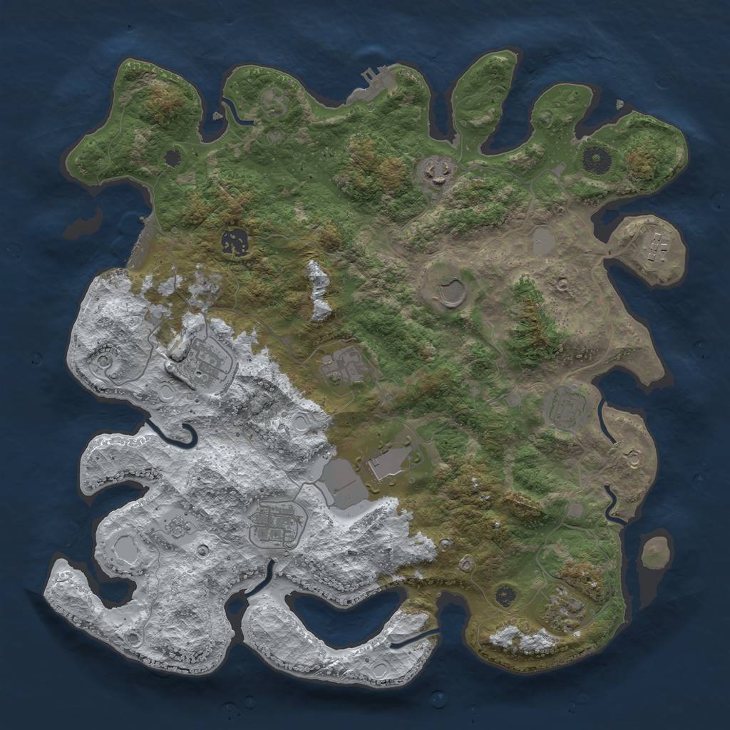 Rust Map: Procedural Map, Size: 3850, Seed: 122433053, 19 Monuments