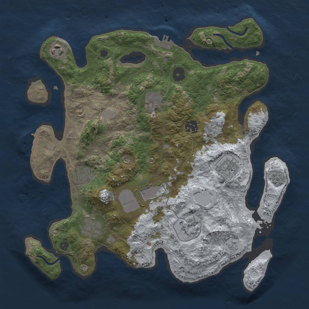 Rust Map: Procedural Map, Size: 3500, Seed: 1107064785, 18 Monuments