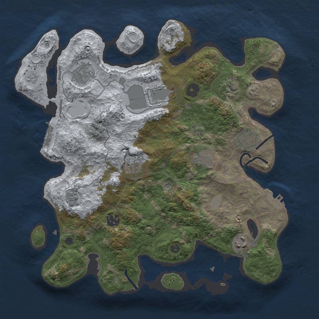 Rust Map: Procedural Map, Size: 3500, Seed: 129821, 18 Monuments