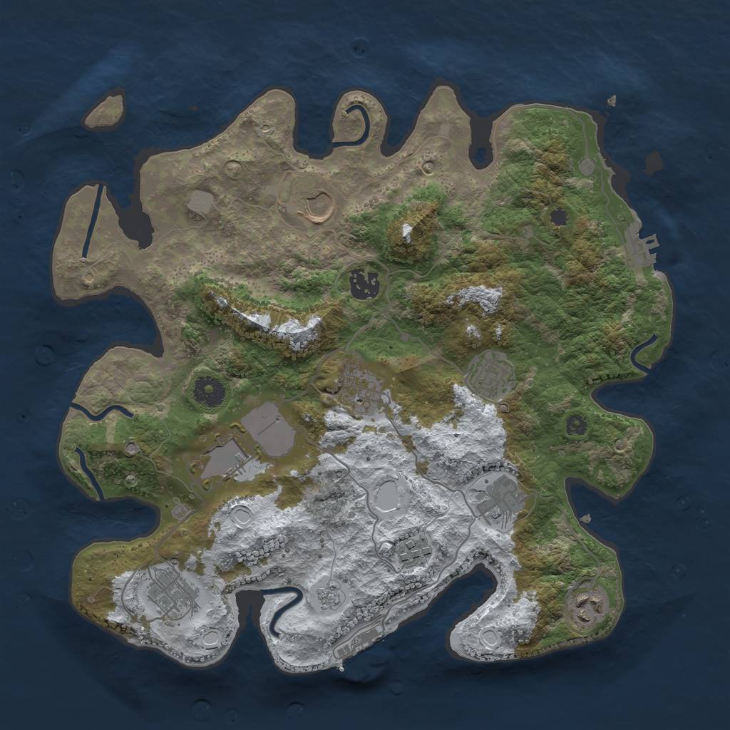 Rust Map: Procedural Map, Size: 3500, Seed: 874788591, 17 Monuments