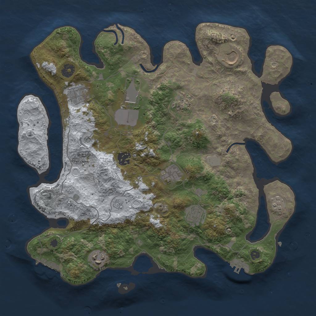 Rust Map: Procedural Map, Size: 3500, Seed: 7399462, 18 Monuments