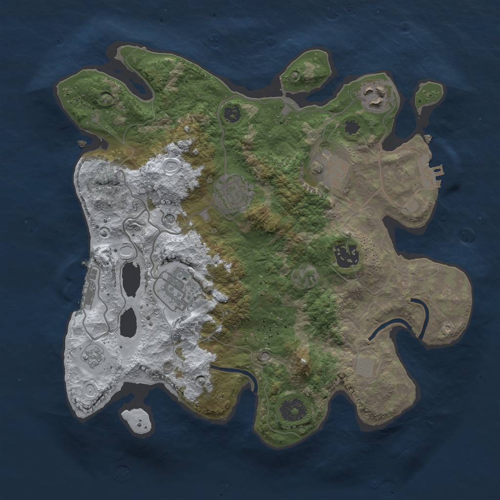 Rust Map: Procedural Map, Size: 3000, Seed: 1363282902, 14 Monuments