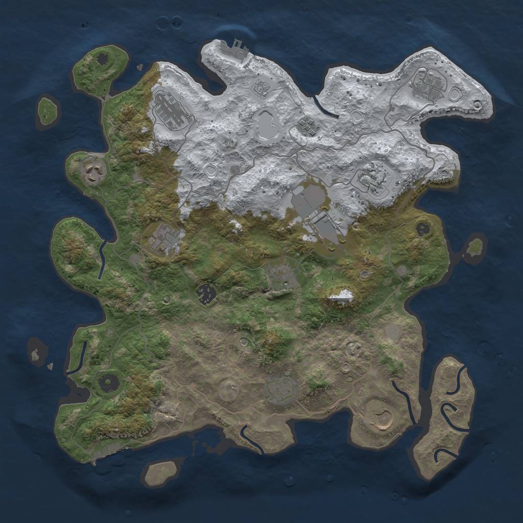 Rust Map: Procedural Map, Size: 4000, Seed: 1921214937, 20 Monuments