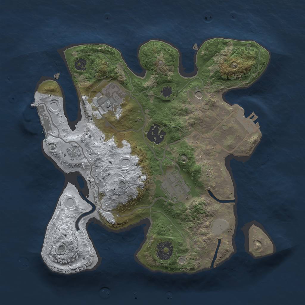 Rust Map: Procedural Map, Size: 2500, Seed: 1118668002, 12 Monuments