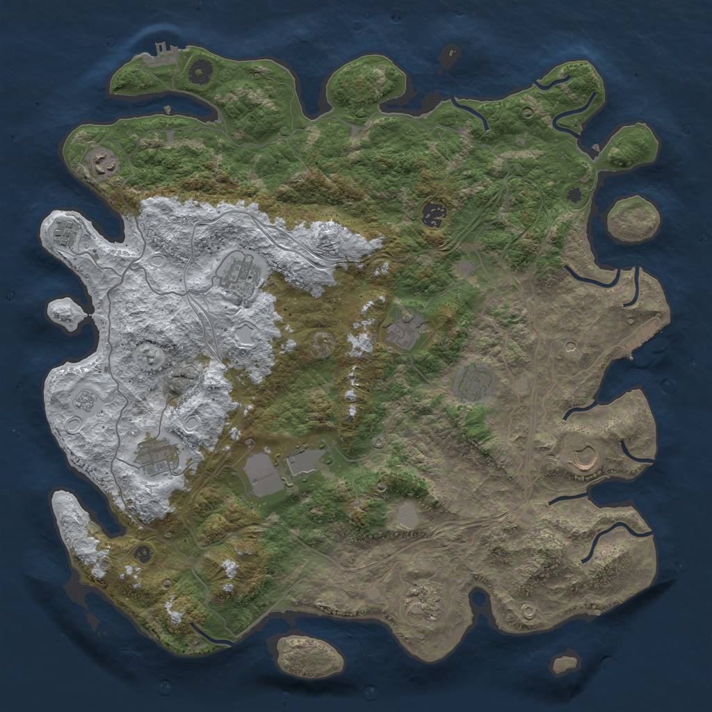 Rust Map: Procedural Map, Size: 4300, Seed: 100816564, 19 Monuments