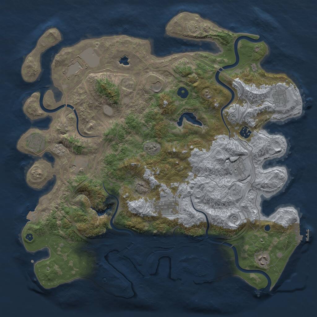 Rust Map: Procedural Map, Size: 4300, Seed: 121315431, 16 Monuments