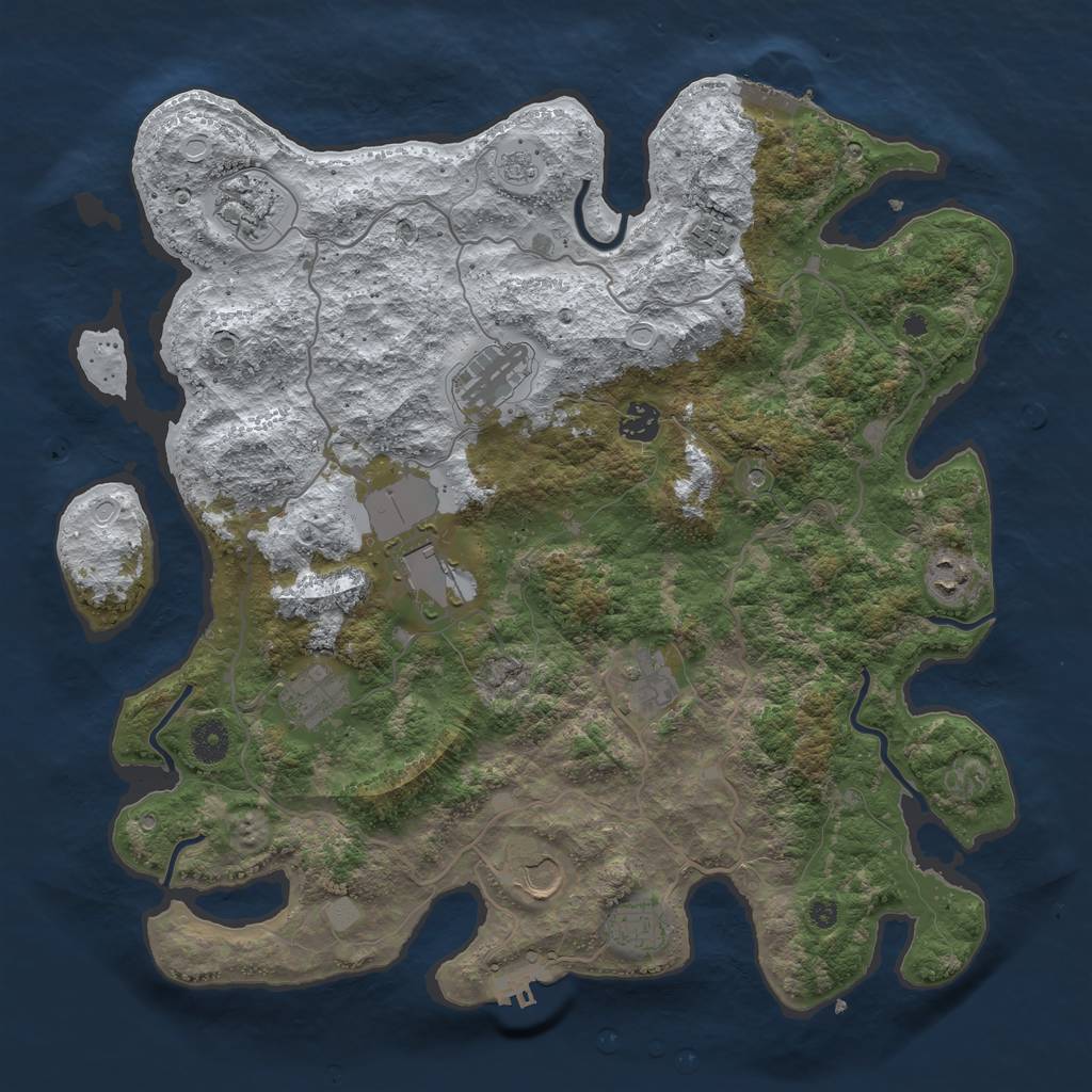 Rust Map: Procedural Map, Size: 4000, Seed: 1106, 19 Monuments