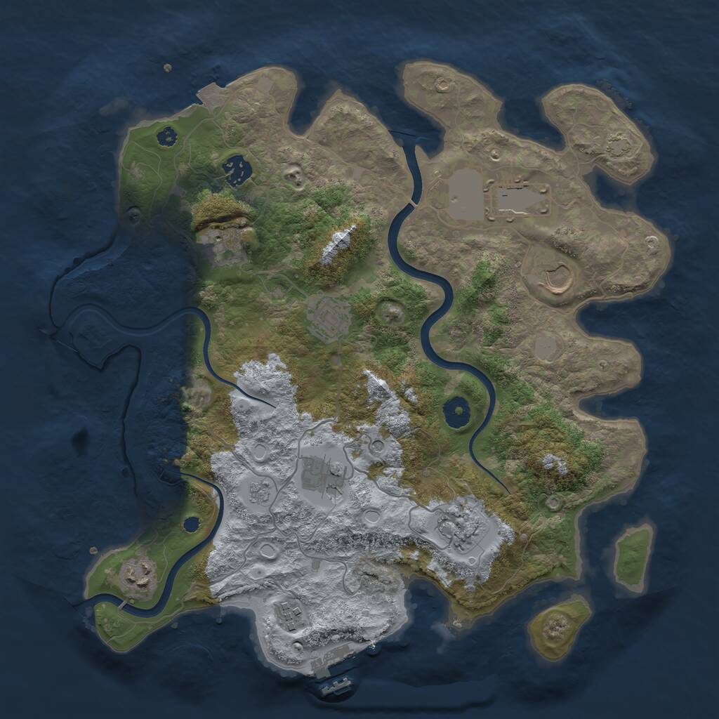 Rust Map: Procedural Map, Size: 3700, Seed: 1822374001, 14 Monuments