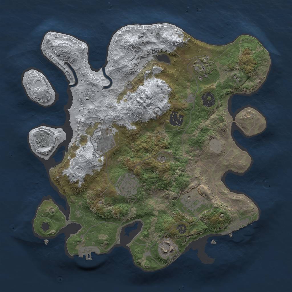 Rust Map: Procedural Map, Size: 3000, Seed: 1031429287, 16 Monuments