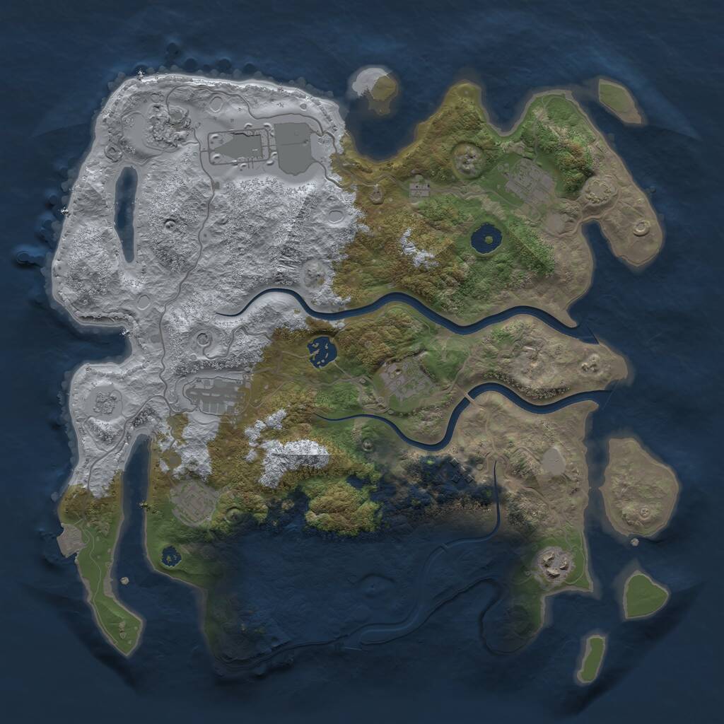 Rust Map: Procedural Map, Size: 3700, Seed: 462737427, 13 Monuments