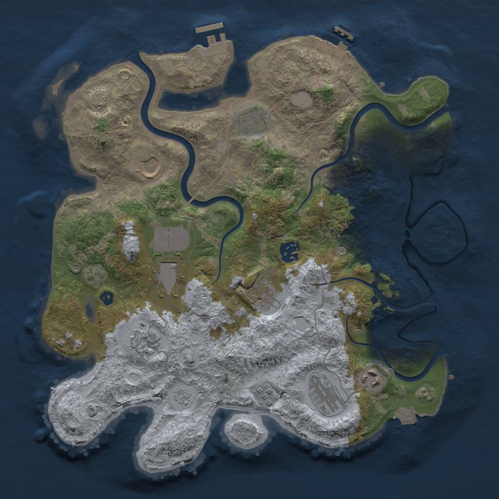 Rust Map: Procedural Map, Size: 3600, Seed: 19433253, 15 Monuments