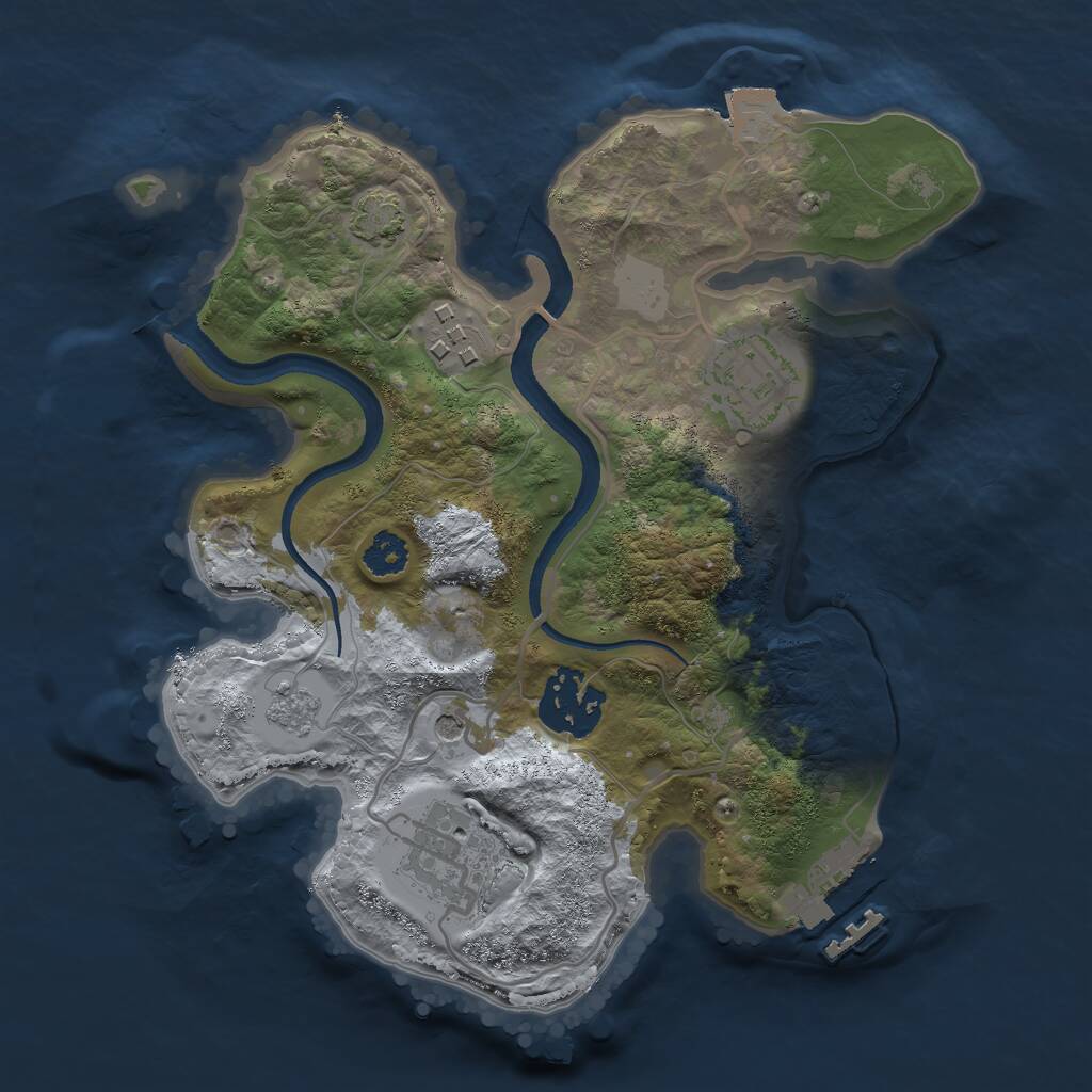 Rust Map: Procedural Map, Size: 2500, Seed: 831471, 9 Monuments