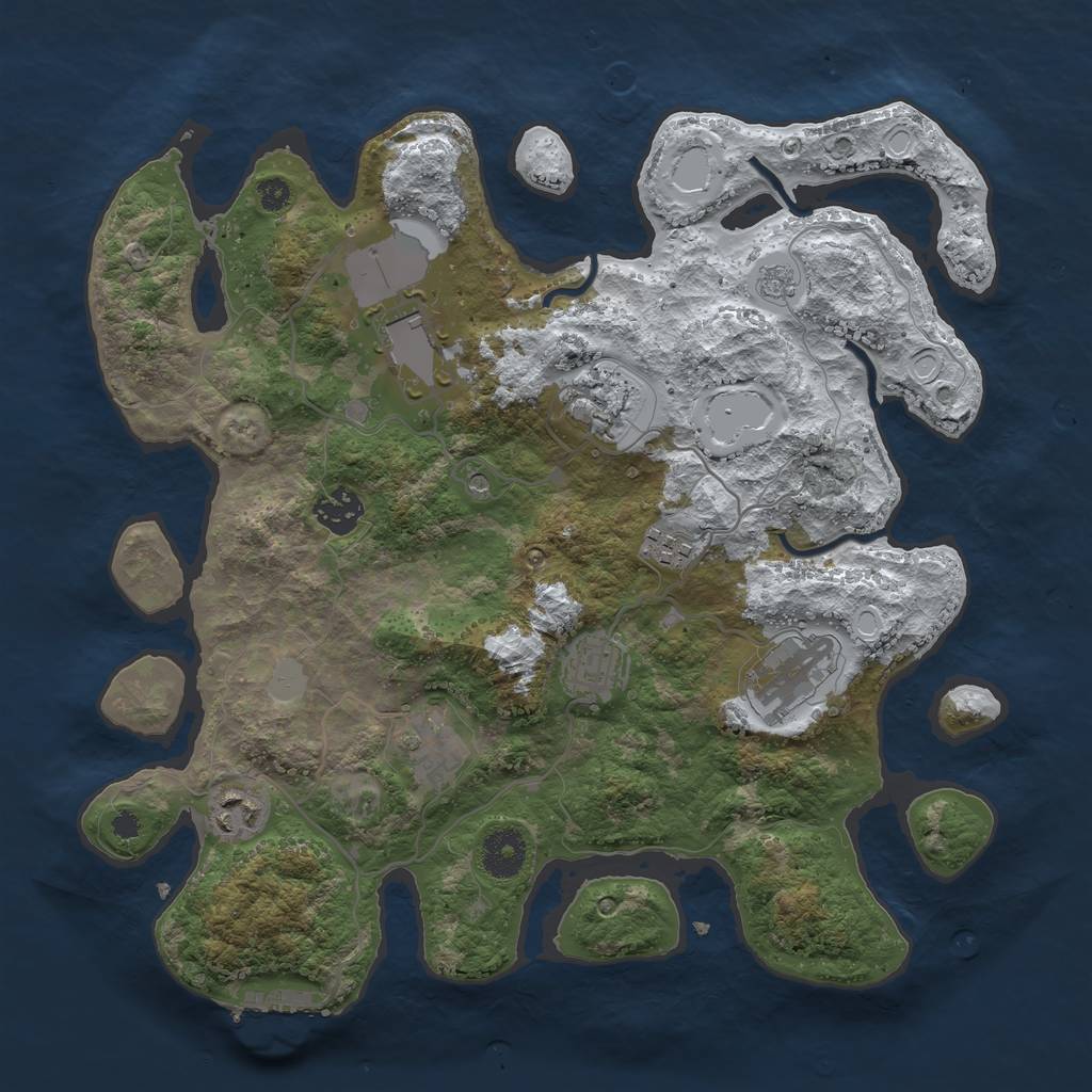 Rust Map: Procedural Map, Size: 3500, Seed: 1808464773, 16 Monuments
