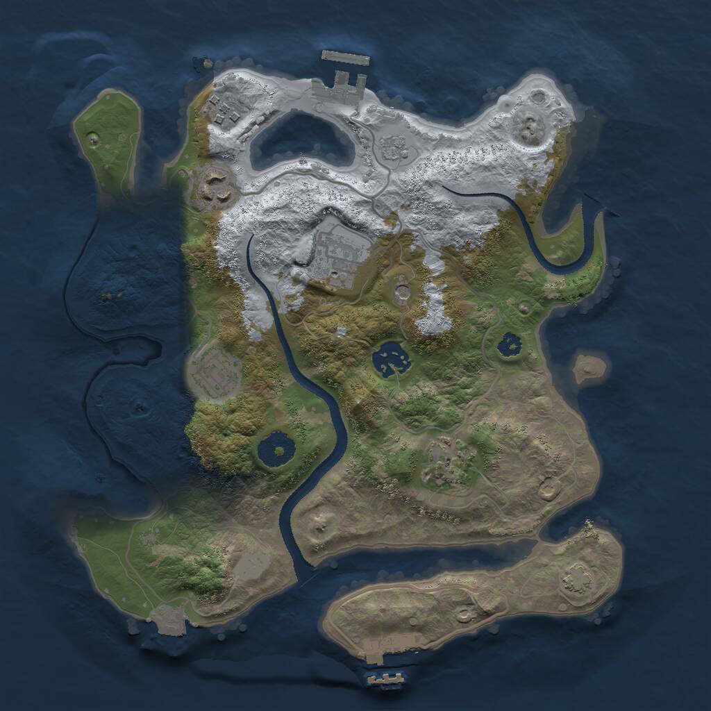 Rust Map: Procedural Map, Size: 3000, Seed: 1161514141, 12 Monuments