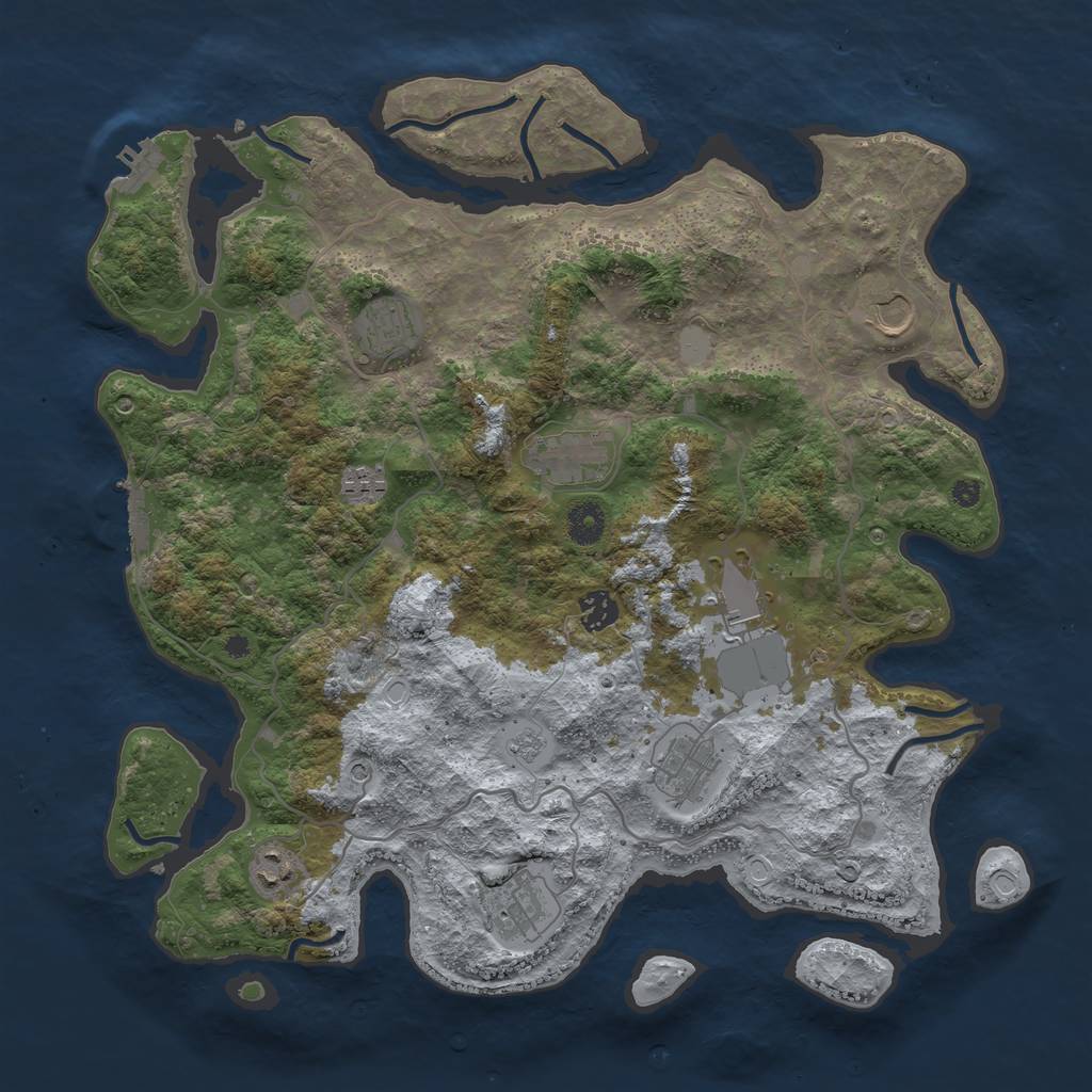 Rust Map: Procedural Map, Size: 4000, Seed: 111320, 16 Monuments