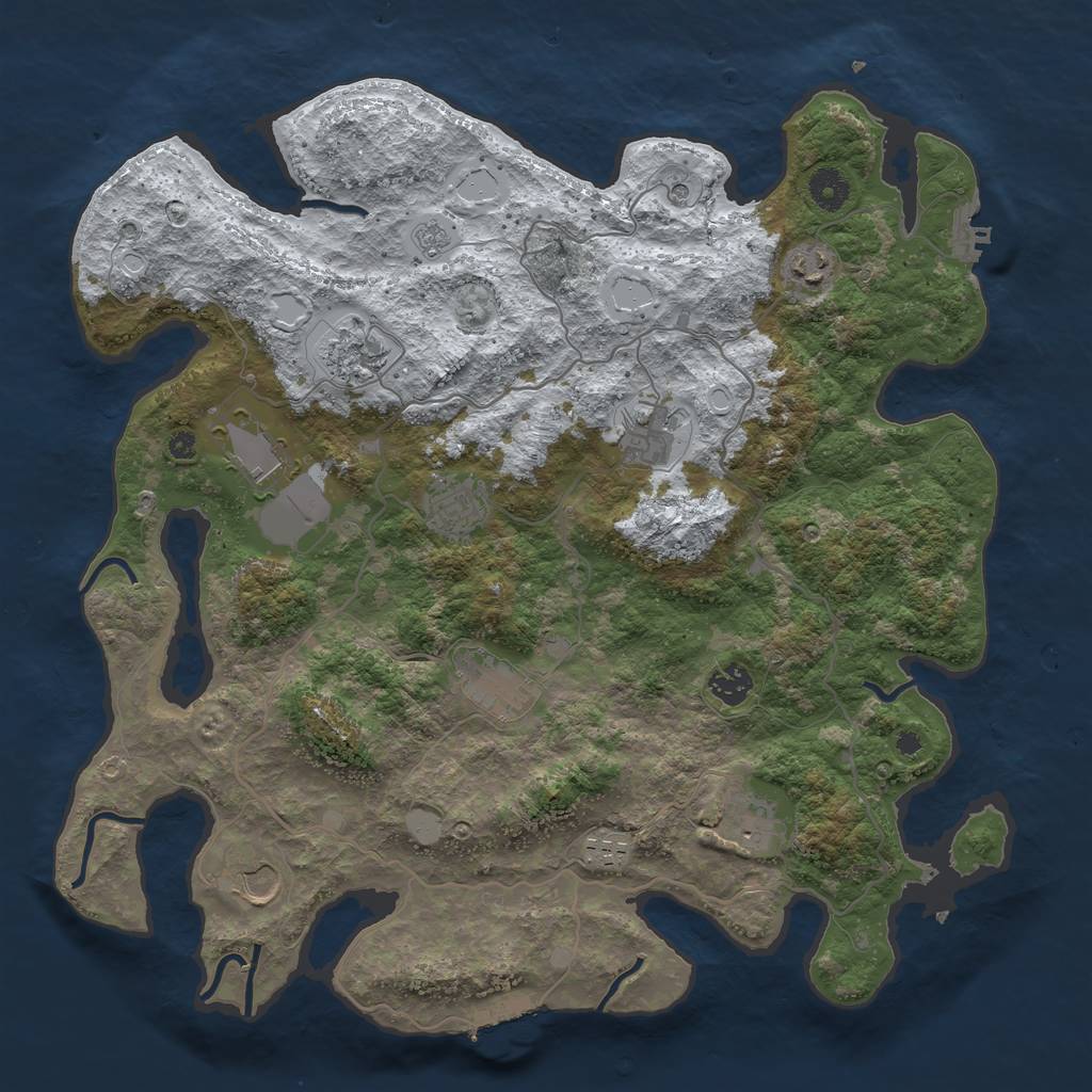 Rust Map: Procedural Map, Size: 4000, Seed: 972329296, 19 Monuments