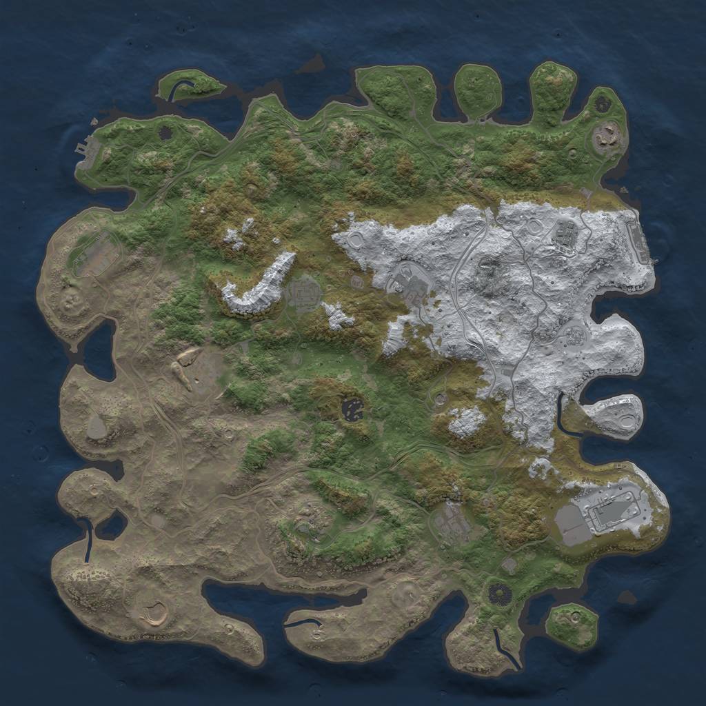 Rust Map: Procedural Map, Size: 4500, Seed: 864395665, 20 Monuments