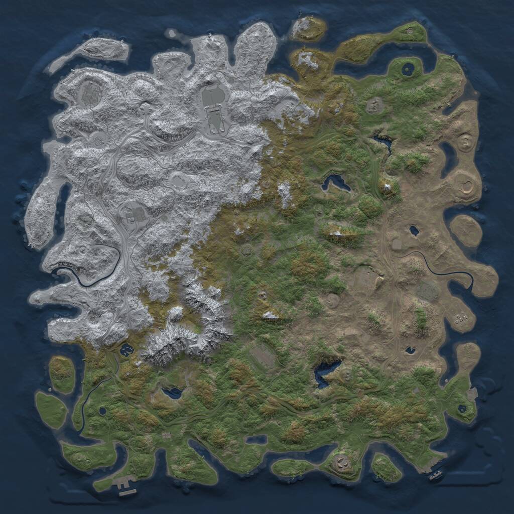 Rust Map: Procedural Map, Size: 6000, Seed: 837307195, 17 Monuments
