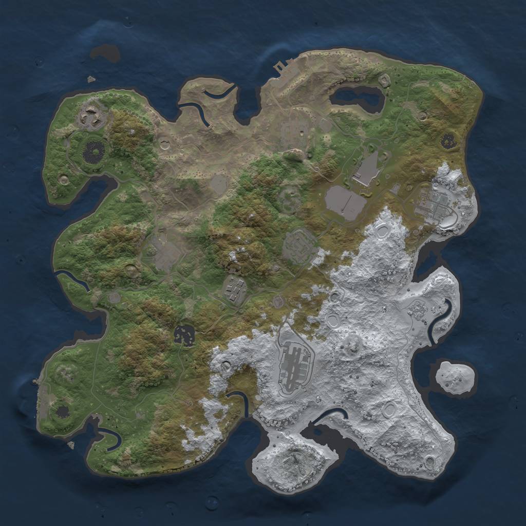 Rust Map: Procedural Map, Size: 3500, Seed: 1320902506, 18 Monuments